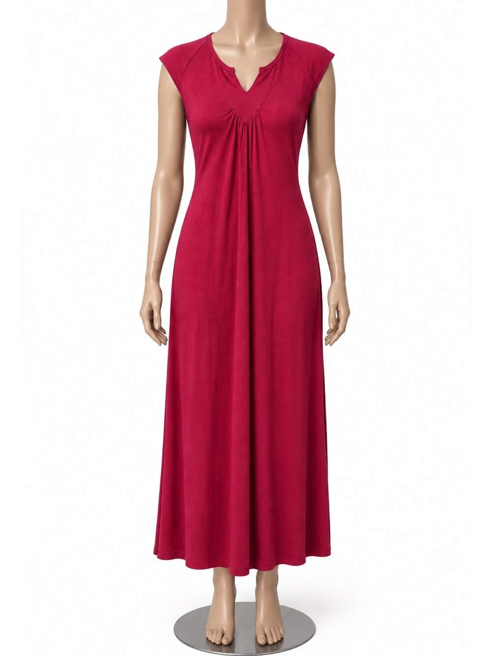 Women’s Red Maxi Dress - Sleeveless V-Neck